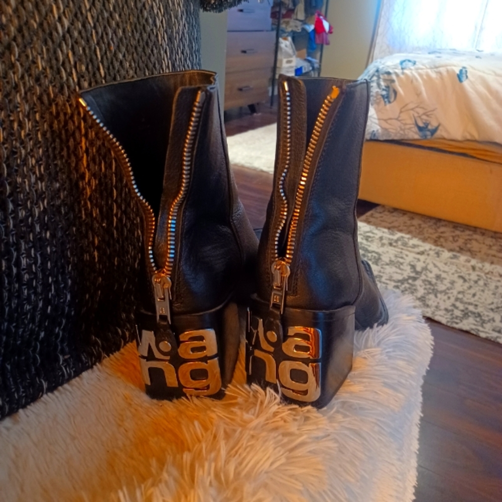 Alexander Wang  Black Leather Ankle Boots - Picture 2 of 3